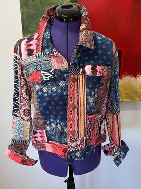 Desigual Boutique Patchwork-Print Women’s Denim Style Artisan Jacket - Like New